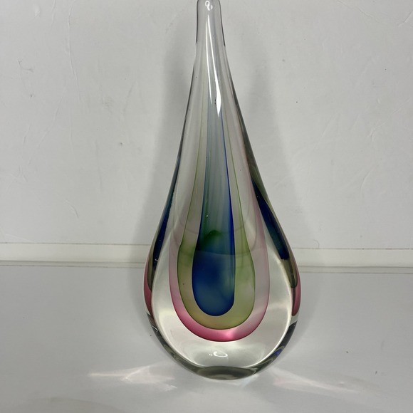1960s Seguso Sommerso Murano Italian Glass Teardrop Rainbow Sculpture 4.1 Lbs